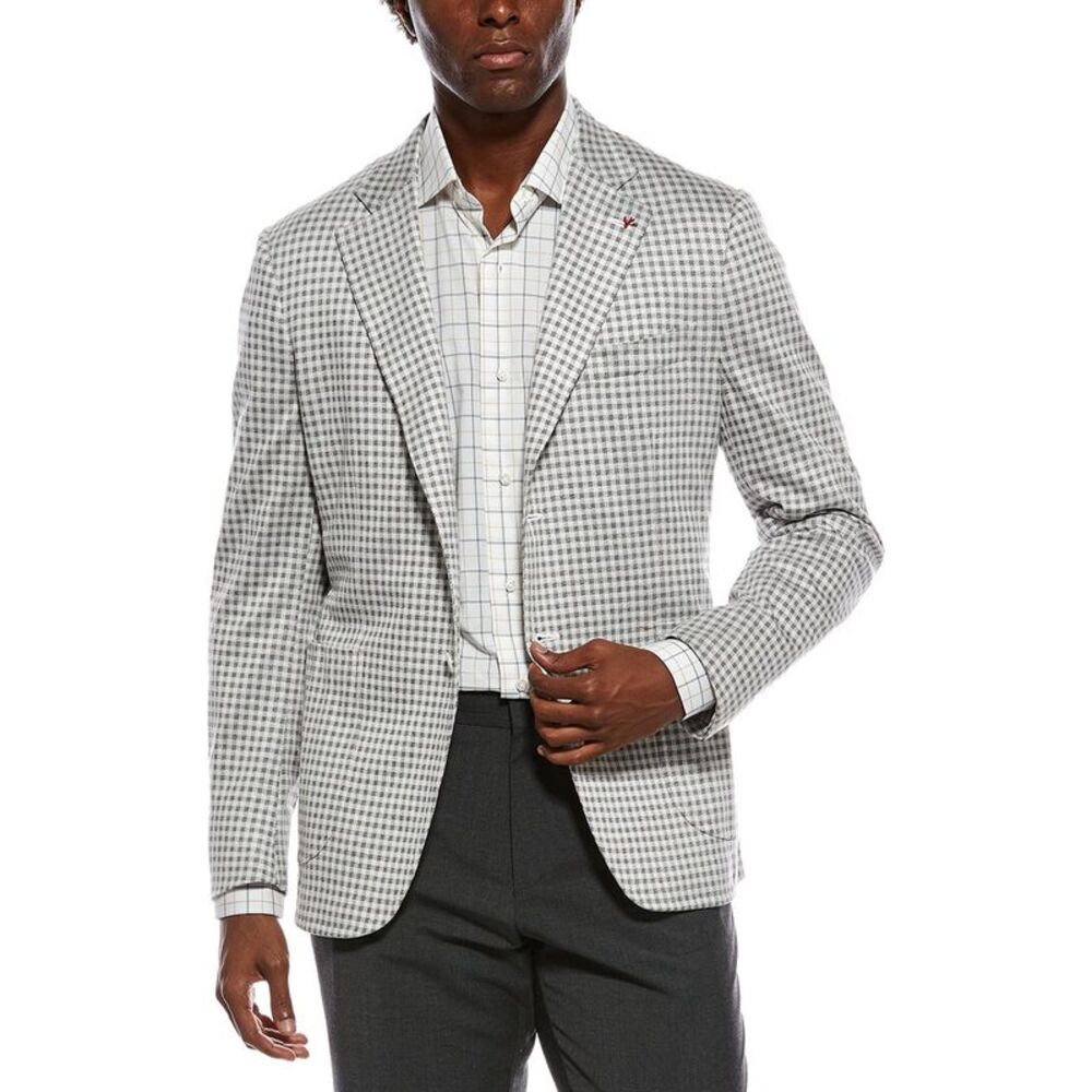 Isaia Mens  Capri Silk-Blend Sport Jacket, Grey